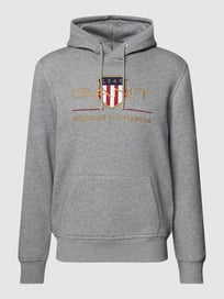 Hoodie met labelstitching, model 'Archiv Shield' van Gant Grijs / zwart - 12