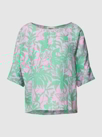 Blouseshirt van linnen met all-over motiefprint van Christian Berg Woman Groen - 39