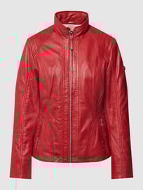 Lederjacke mit Label-Detail von Cabrini Rot - 21