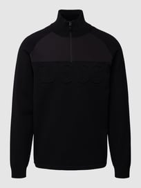 Sweatshirt mit Label-Detail Modell 'ZIEN' von BOSS Green Grau / Schwarz - 48