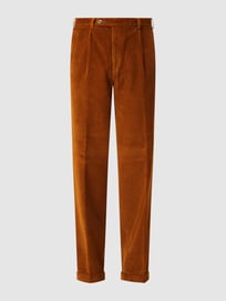 Comfort fit bandplooibroek van corduroy, model 'Morello' van Hiltl Bruin - 5