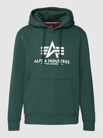 Hoodie mit Label-Print von Alpha Industries Blau / Türkis - 32