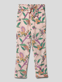 Slim fit broek met strikceintuur en all-over motief van Scotch & Soda Roze - 14