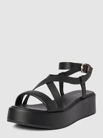 Sandalen met labeldetail, model 'NEW FLATFORM STRAP' van Tommy Hilfiger Grijs / zwart - 41