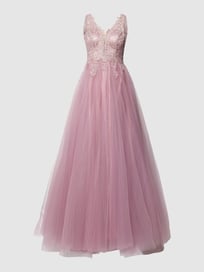 Abendkleid mit floralen Stickereien von TROYDEN COLLECTION Rosa - 43