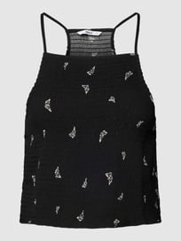 Korte top van viscose met all-over bloemenmotief, model 'NOVA' van Only Grijs / zwart - 8