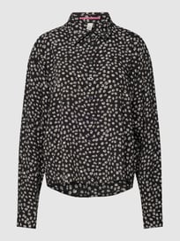 Overhemdblouse met all-over motief, model 'Margarite' van QS by s.Oliver Grijs / zwart - 39