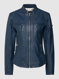 Lederjacke mit Reißverschlusstaschen von Cabrini Blau / Türkis - 8