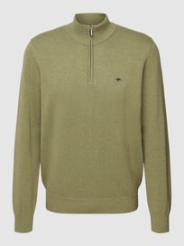 Strickpullover mit Label-Stitching Modell 'Troyer' von Fynch-Hatton Grün - 6