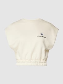 Kort sweatshirt met elastische band, model 'CLASSIC' van Chiara Ferragni Wit - 6