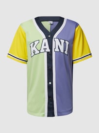 T-Shirt im Colour-Blocking-Design mit Knopfleiste von KARL KANI Grün - 18