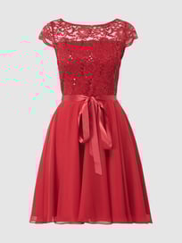 Cocktailkleid aus floraler Spitze und Chiffon von Swing Rot - 30