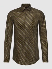 Vrijetijdsoverhemd met all-over logomotief in metallic, model 'Hank' van BOSS Geel - 22