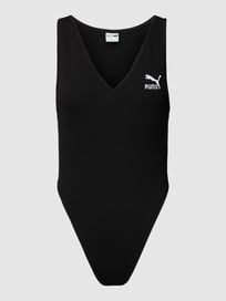 Body mit Logo-Stitching Modell 'Classics Ribbed Bodysuit' von Puma Grau / Schwarz - 2