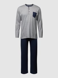 PLUS SIZE Pyjama mit Brusttasche Modell 'SEOUL' von Ceceba Plus Blau / Türkis - 35