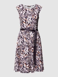 Knielanges Kleid mit Taillengürtel von Montego Blau / Türkis - 40
