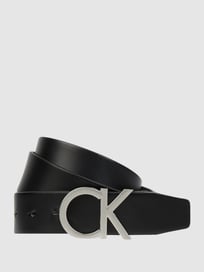 Ledergürtel mit Logo-Schließe  von CK Calvin Klein Grau / Schwarz - 36