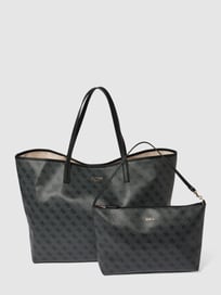 Shopper mit Allover-Muster Modell 'VIKKY' von Guess Grau / Schwarz - 22