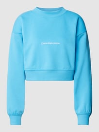Kort sweatshirt met labelstitching van Calvin Klein Jeans Blauw / turquoise - 8