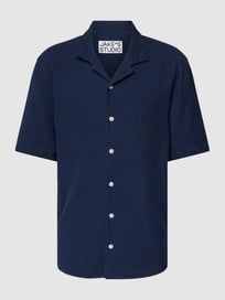 Vrijetijdsoverhemd met structuurpatroon van JAKE*S STUDIO MEN Blauw / turquoise - 36