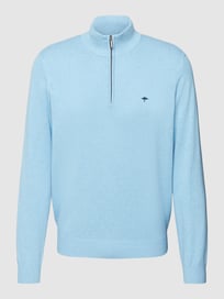 Strickpullover mit Label-Stitching Modell 'Troyer' von Fynch-Hatton Blau / Türkis - 14