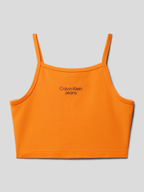 Korte top met labelprint van Calvin Klein Jeans Oranje - 30