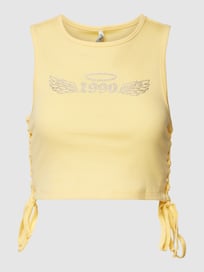 Korte top met met strass-steentjes, model 'TELMA' van Only Geel - 4