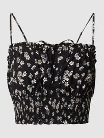 Korte top van viscose met bloemenmotief van REVIEW Grijs / zwart - 17