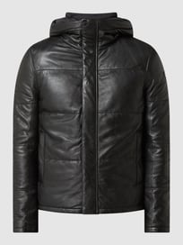 Lederjacke mit Kapuze Modell 'Drale' - wattiert von Gipsy Grau / Schwarz - 28