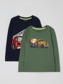 Katoenen longsleeve in set van 2 van Blue Seven Groen - 43
