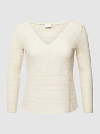 PLUS SIZE blouseshirt met kant, model 'CHIKKA' van Evoked Vila Wit - 22