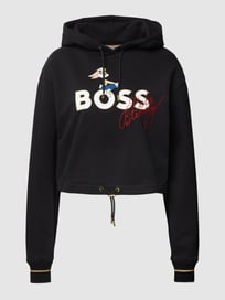 Hoodie mit Label- und Motiv-Print Modell 'Eloria' von BOSS Grau / Schwarz - 39