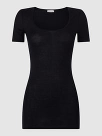 T-shirt van katoen, model 'Ultralight' van Hanro Grijs / zwart - 4