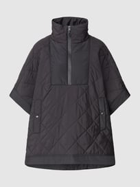 Poncho met drukknopen, model 'Quilted Cape' van Milano Italy Grijs / zwart - 12