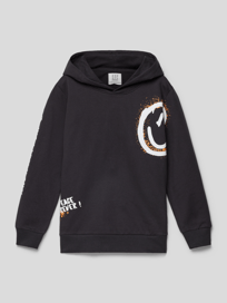 Hoodie mit Statement-Print Modell 'JAN' von Staccato Grau / Schwarz - 16