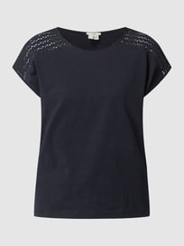 T-Shirt mit Lochstickerei von Esprit Grau / Schwarz - 12