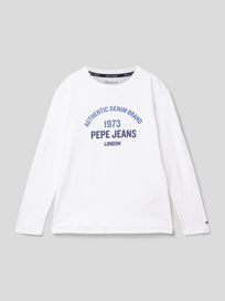 Shirt met lange mouwen en labelprint, model 'TIMOTHY' van Pepe Jeans Wit - 16
