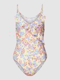 Badpak met all-over motiefprint, model 'Oline Bly Frill' van Becksöndergaard Wit - 3
