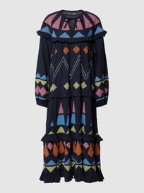 Maxi-jurk met ruches, model 'Esther' van Stella Nova Blauw / turquoise - 34