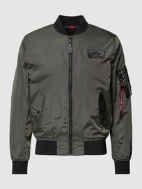Bomberjacke mit Label-Applikationen von Alpha Industries Grau / Schwarz - 37