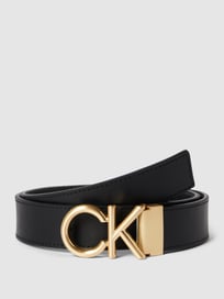 Ledergürtel mit Strukturmuster Modell 'BOMBE' von CK Calvin Klein Grau / Schwarz - 26