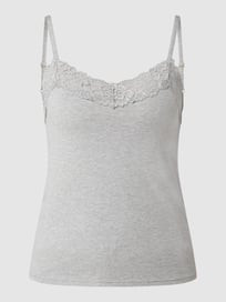 Pyjama-Oberteil mit Spitzenbesatz von Skiny Grau / Schwarz - 8