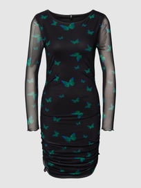 Minikleid mit Allover-Muster Modell 'ONLTINE L/S RUCHING GRAS' von Only Grau / Schwarz - 46