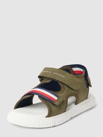 Sandalen met labeldetails, model 'STRIPES VELCRO SANDAL MIL' van T.Hilfiger Kids Shoes Groen - 41