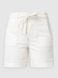 High Waist Jeansshorts mit Taillengürtel Modell 'Vinna' von Pieces Weiß - 3
