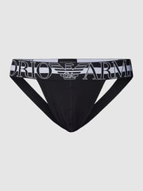 Jockstrap mit eingewebtem Logo Modell 'MEGALOGO' von Emporio Armani Grau / Schwarz - 25