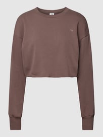 Kort sweatshirt met logostitching, model 'Nimble' van ICANIWILL Bruin - 32