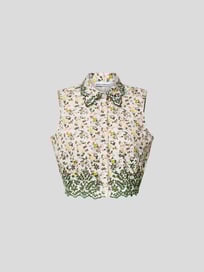 Cropped Blusentop mit Allover-Muster von Paco Rabanne Weiß - 18