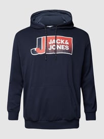 PLUS SIZE Hoodie mit Label-Print Modell 'JCOLOGAN' von Jack & Jones Plus Blau / Türkis - 20