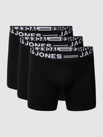PLUS SIZE Trunks mit Logo-Bund im 3er-Pack Modell 'SENSE' von Jack & Jones Plus Grau / Schwarz - 30